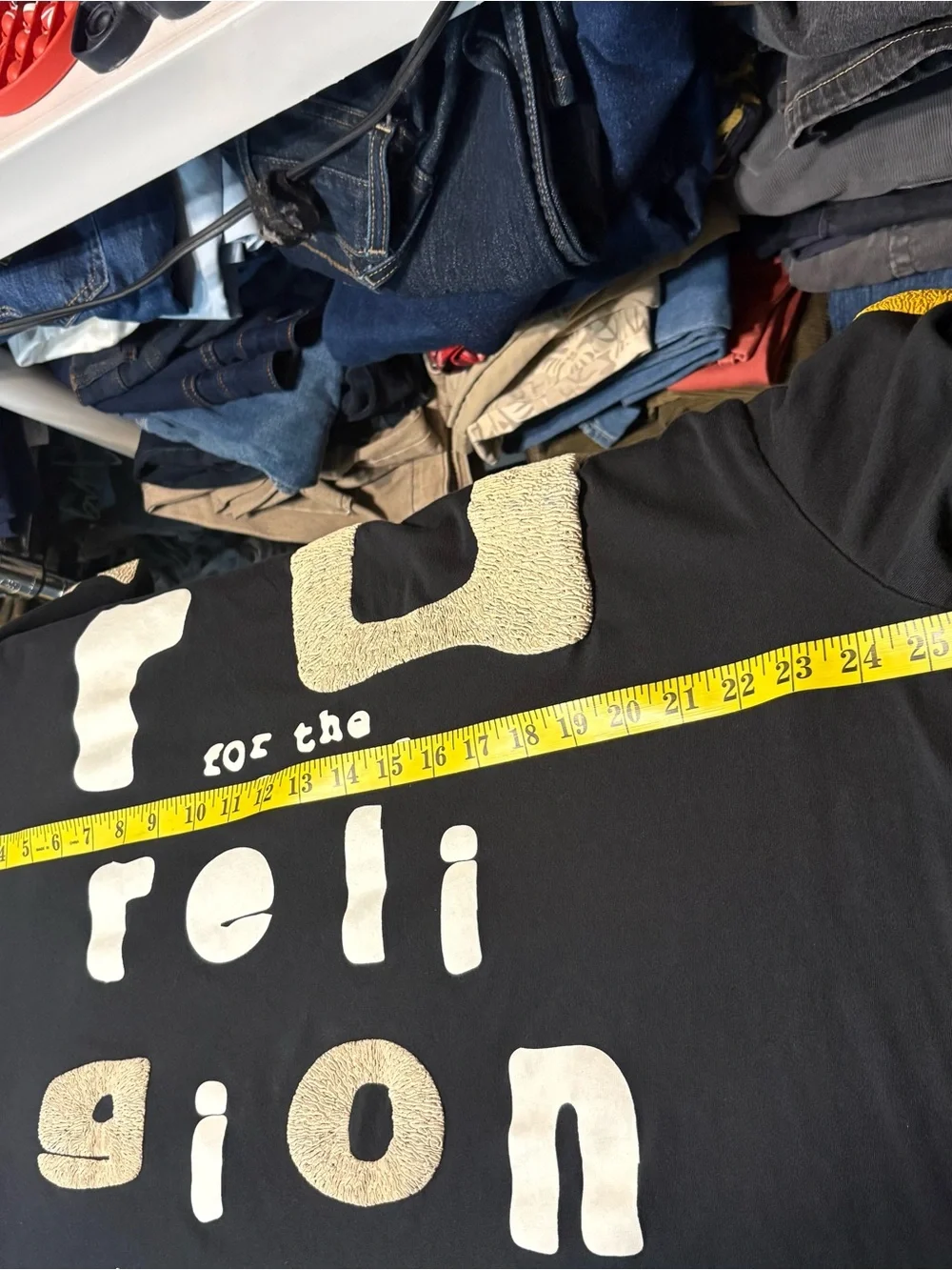 True Religion Black Short Sleeve Graphic Logo Tee with Cream and Yellow Accents